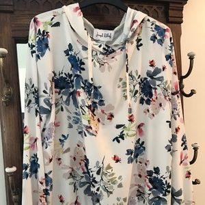 NWT Joseph Ribkoff White Floral-Patterned Hoodie